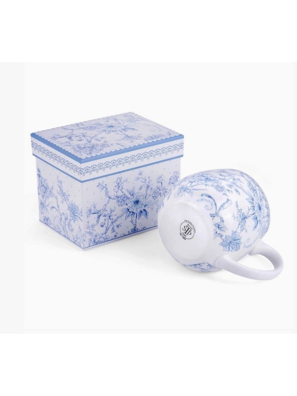 Blue Flowers Porcelain Big Belly Mug in Gift Box - Picture 5 of 5